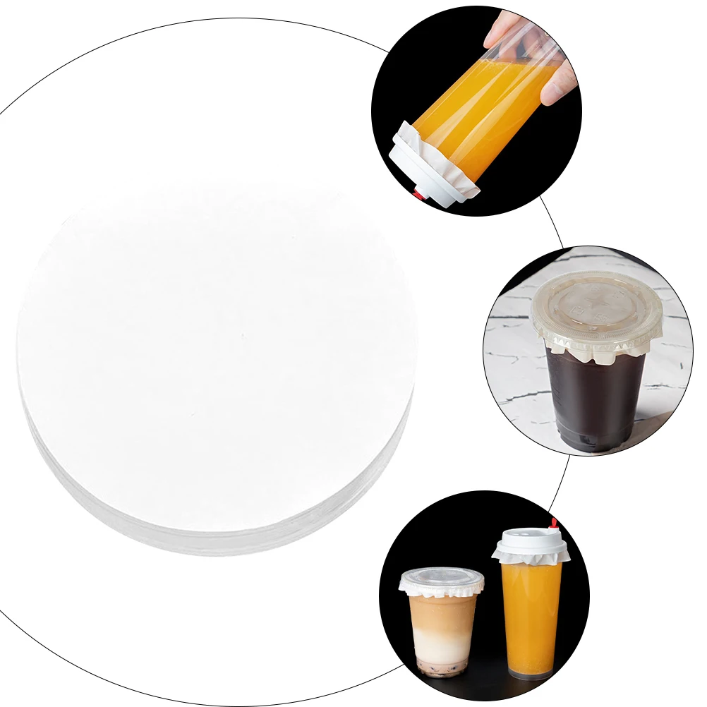 

500Pcs Round Leak Proof Paper Pads Nontoxic Beverage Sealing Films Safe Drink Cups