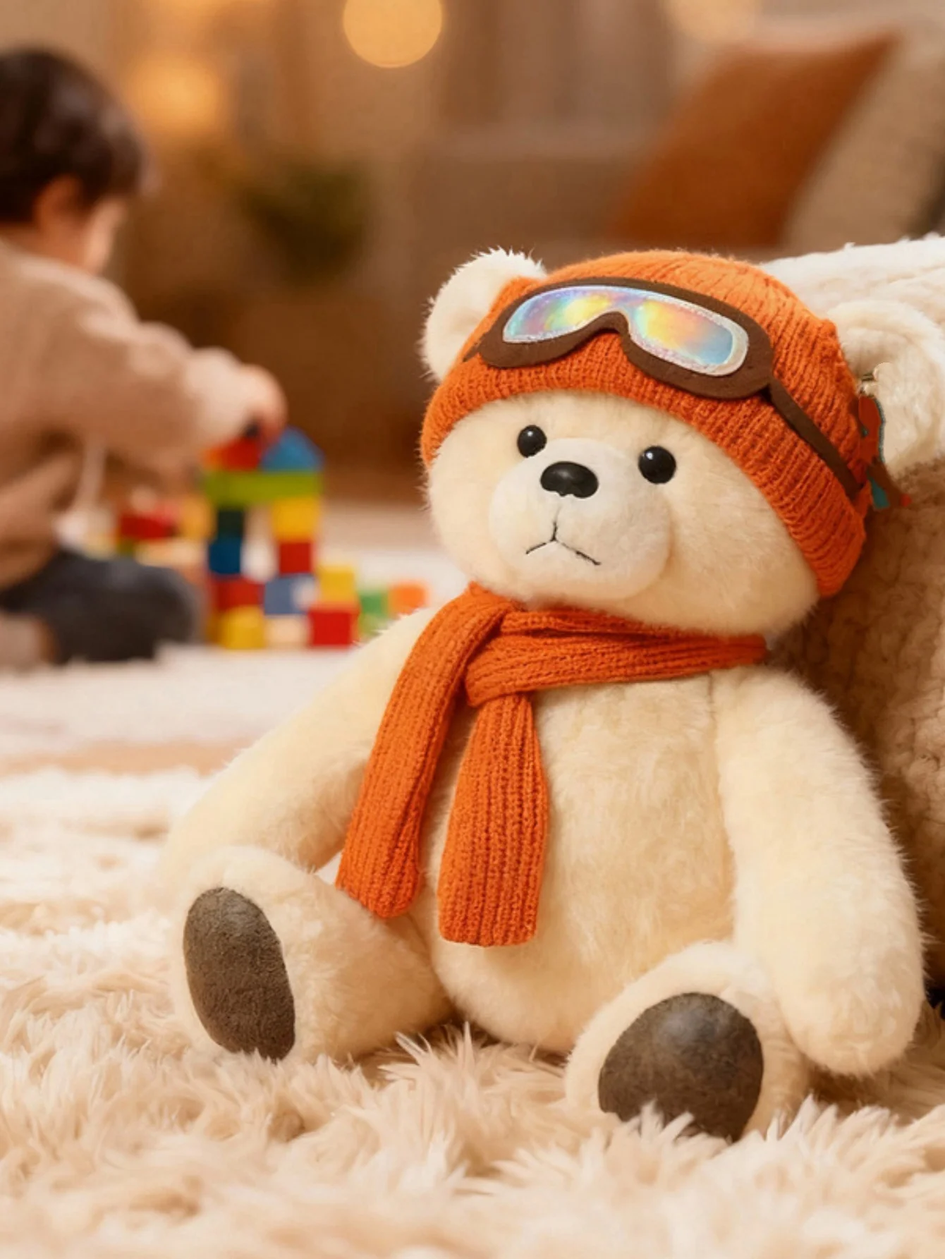 

Плюшевая игрушка-пилот с очаровательным шарфом и капюшоном, плюшевый мишка, кукла, подарок на день рождения, подушка с плюшевым мишкой с капюшоном