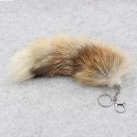 30cm Plush Fox-Tail Keychain Furry Animal Tail Keyring Key Pendant Holder Bag Hanging Decoration Gift for Women