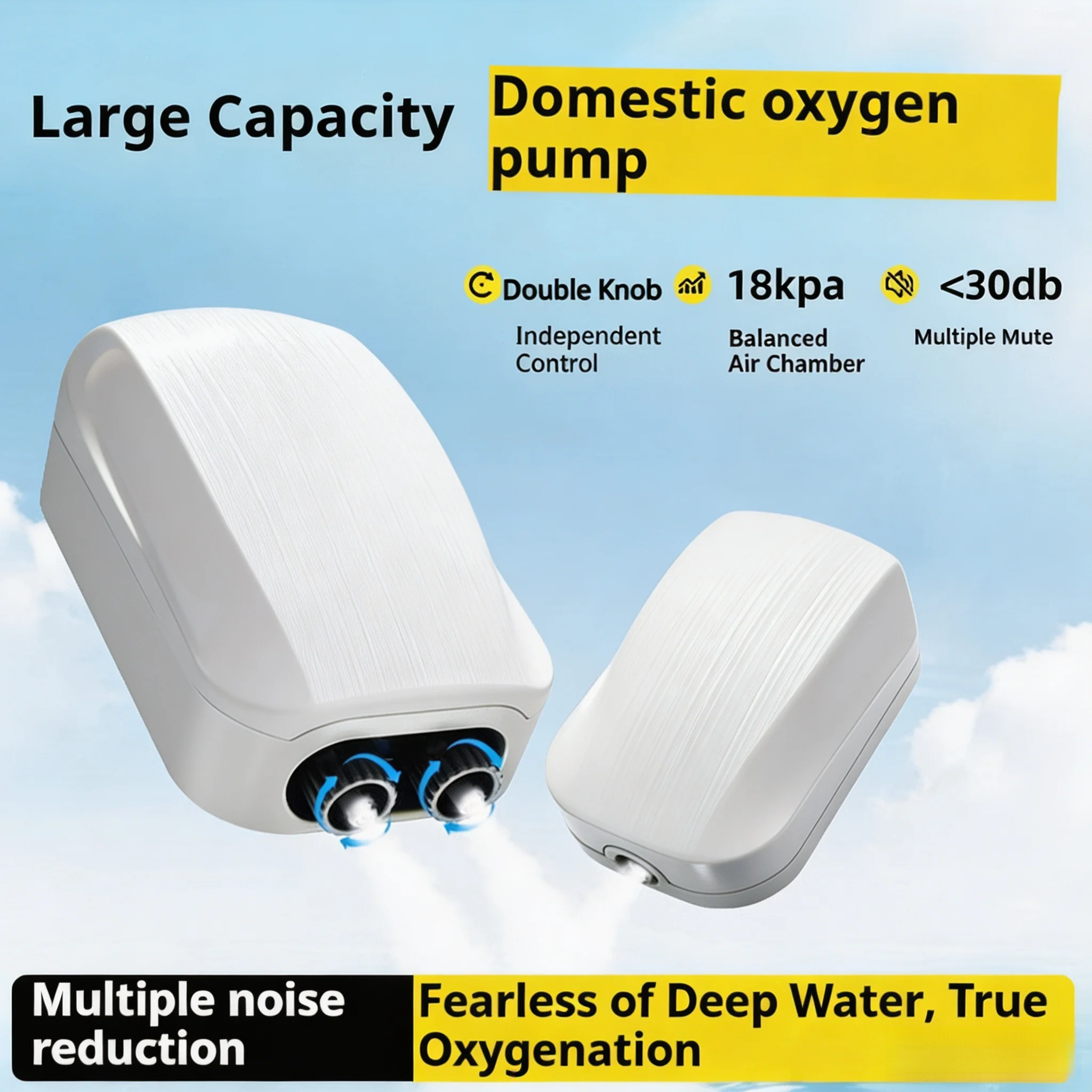 Aquarium Aeration Pump, Adjustable Airflow, High-Power Aerator, Air Compressor, Aerator with Check Valve, 220V