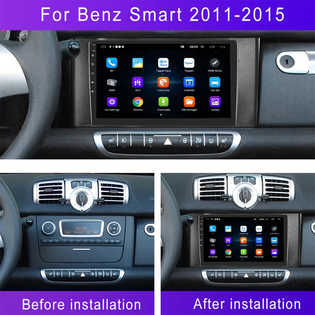 

for Mercedes-Benz SMART ForTwo Cabrio/Coupe 451 large screen 10-15 models Android 13 car radio with MIC 9 inch Wireless Carplay