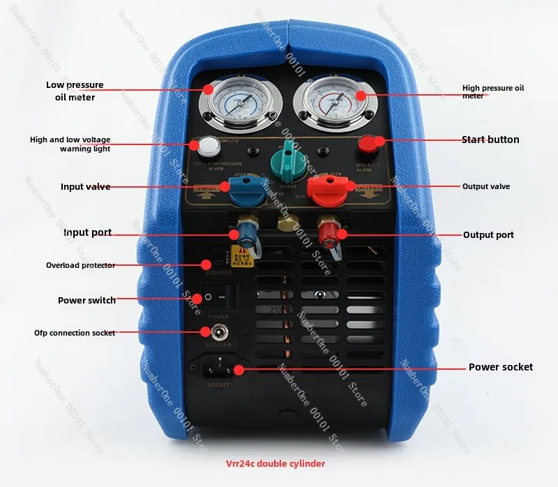 VRR24L/24C/12L Refrigerant Recovery Machine Double Cylinder Refrigerant Fluorine Extraction Machine Snow Fluoride Receiver