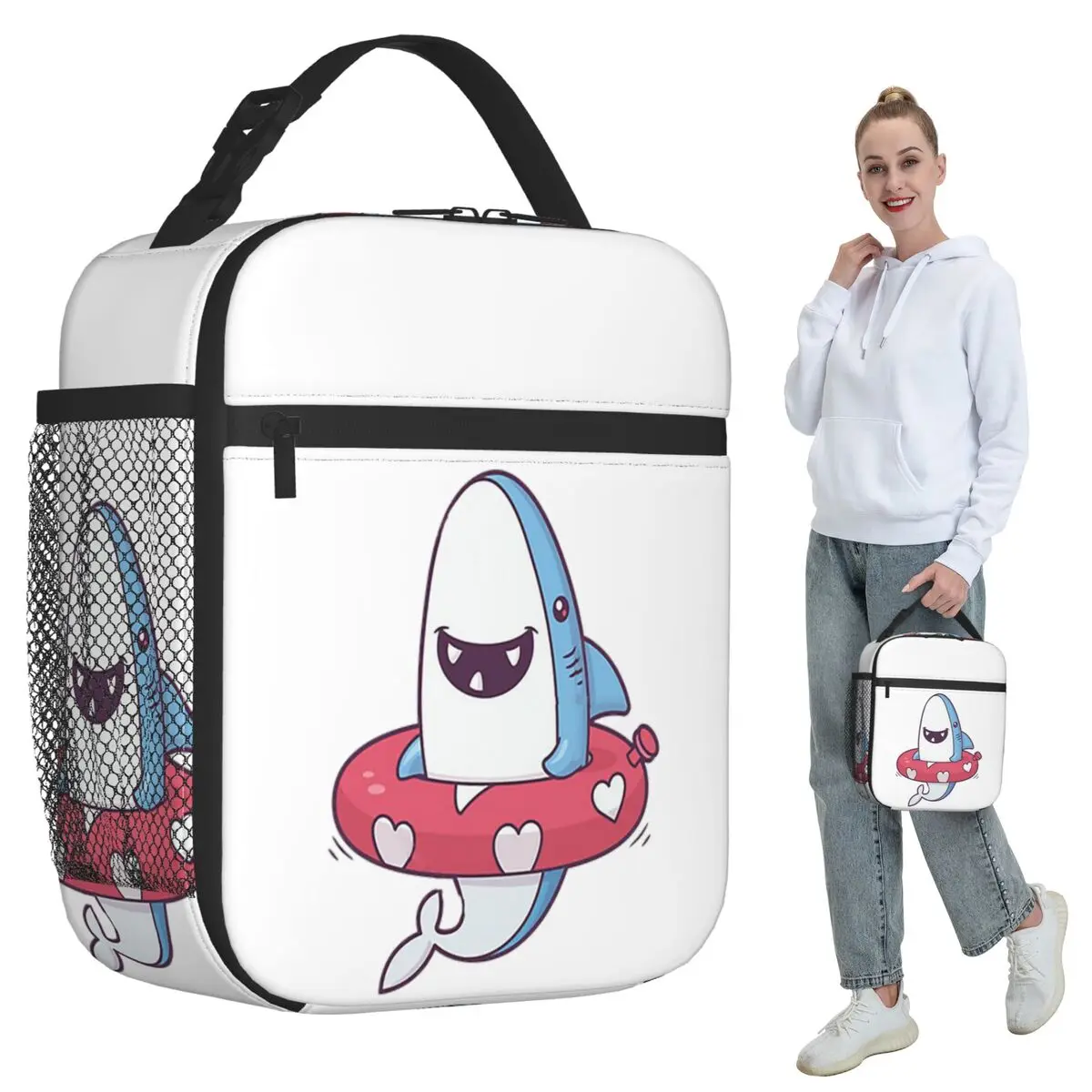 

Летняя забавная изолированная сумка для обеда с изображением акулы для женщин, офисный холодильник, термосумка для еды, портативная сумка для обеда, контейнер