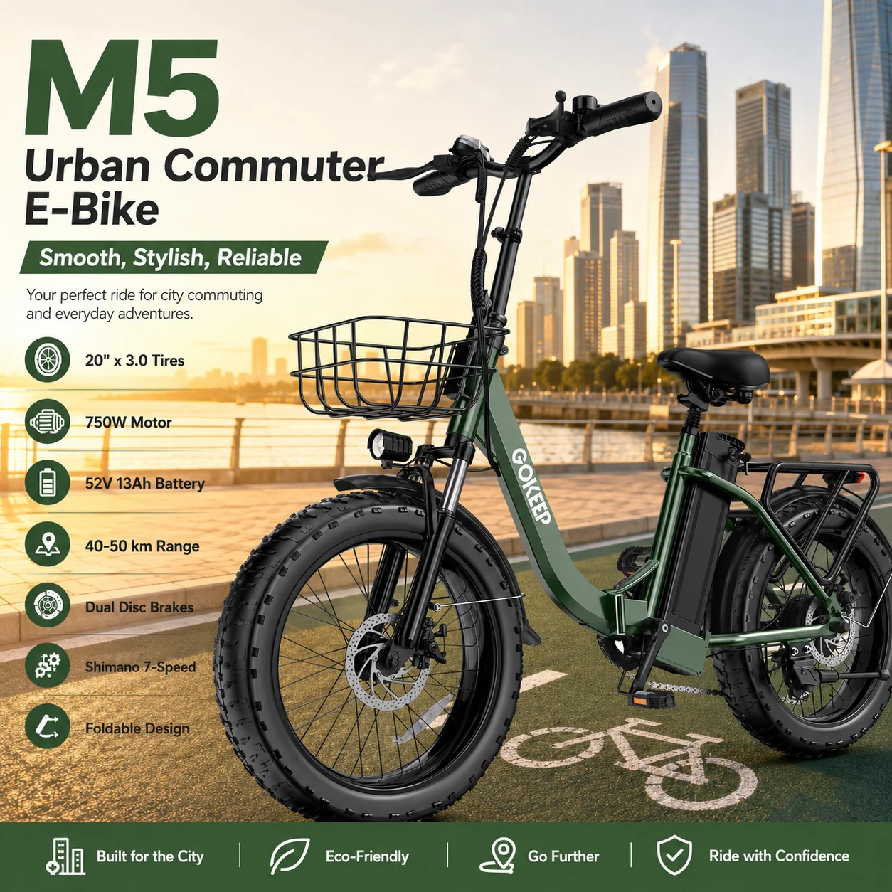 20 Inch Foldable Fat Tire Electric Bike 750W High Speed Motor 52V 13Ah Lithium Battery Shimano 7 Speed Dual Disc Brakes image 3