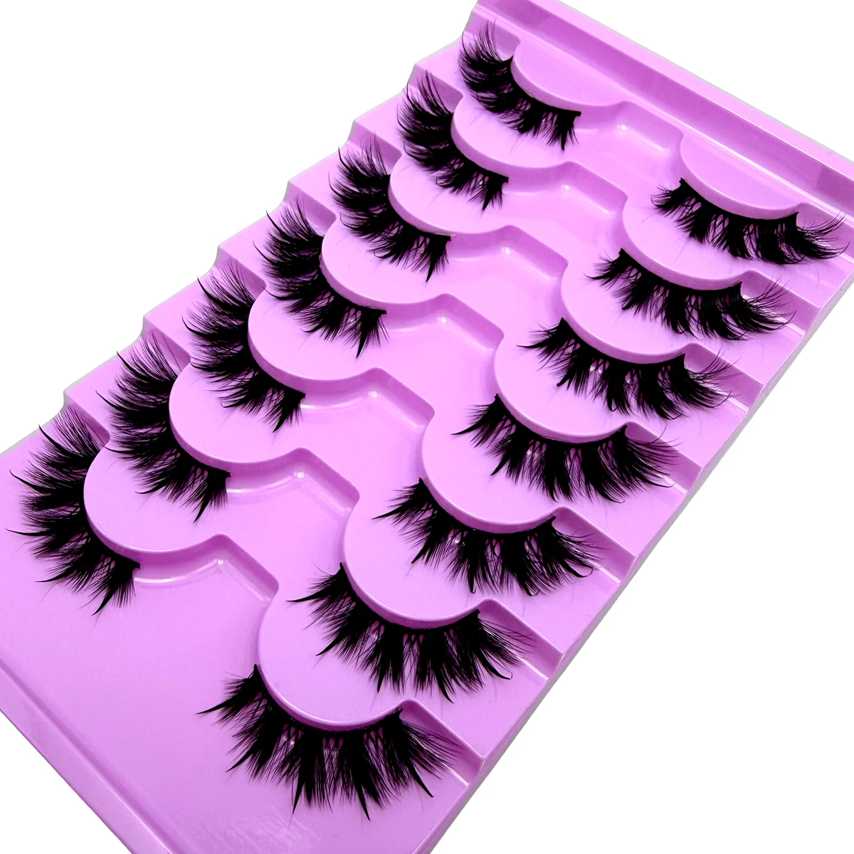 Neue 7 Paar Manga-Wimpern, natürliche Faux-Mink-Wimpern, spitz zulaufend, dicht, natürlich, volle Streifenwimpern, neue Make-up-Wimpern, flauschige Mink-Wimpern – Detail 11