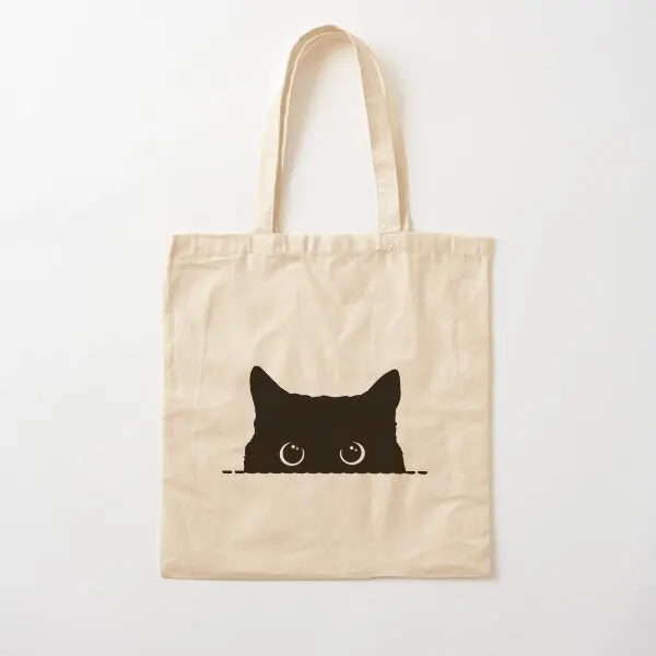 

Black Cat Peeking Cotton Zdj Canvas Bag Unisex Handbag Fabric Ladies Tote Grocery Fashion Printed Casual