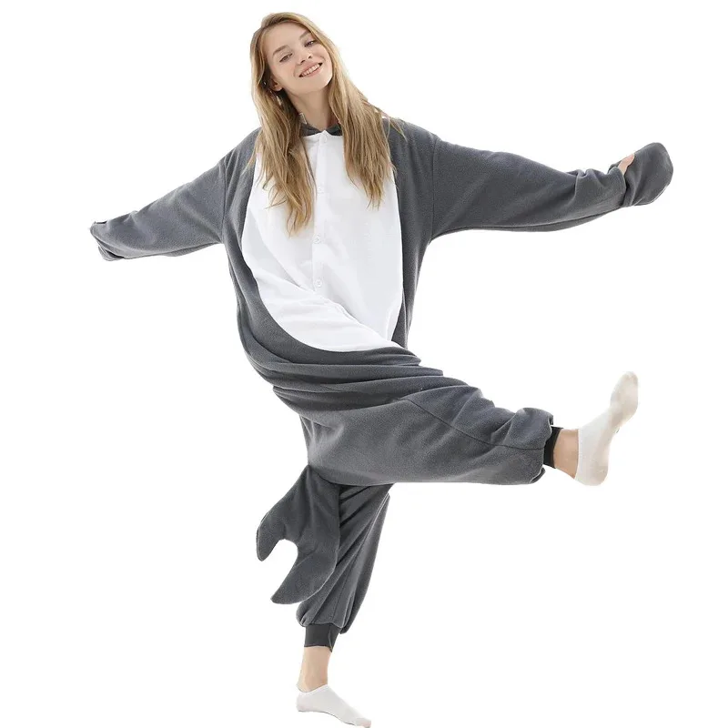 2025 Nieuwe Shark Onesies Voor Volwassenen Fleece Pijamas Kigurumi Anime Pyjama Vrouwen Hele Lichaam Cosplay Kostuum Mannen 1 Stuk Pyjama Hal