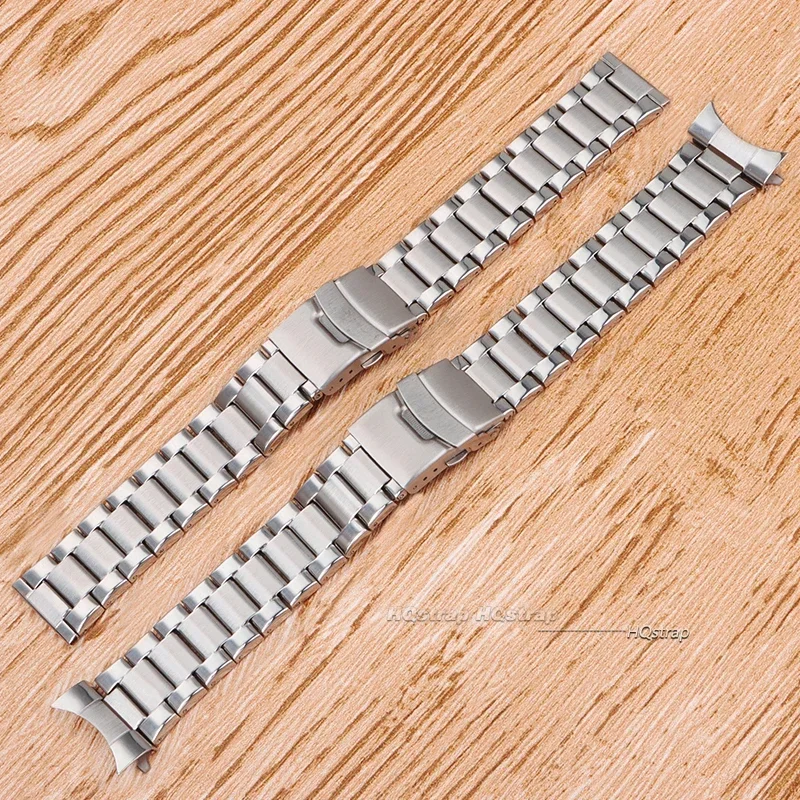 22mm Stainless Steel Solid Watch Strap Arc/Straight End Steel Bracelet Folding Buckle Universal Replacement Watch Band for Rolex