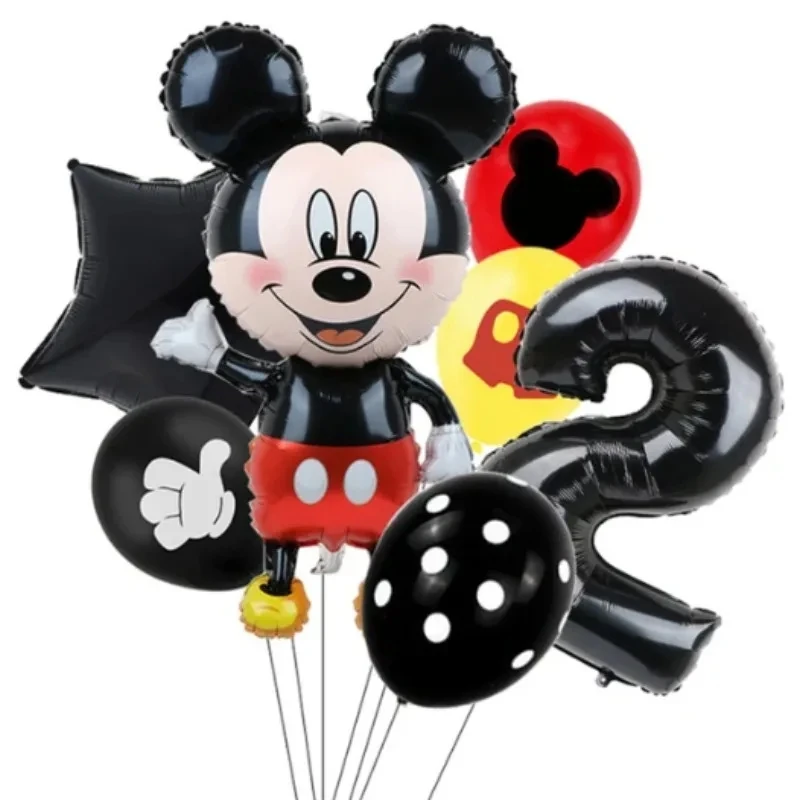 Juego de globos de película de aluminio de dibujos animados digitales para niños, decoraciones de cumpleaños con temática de Mickey de Disney