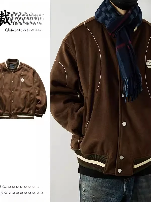 

Зимняя бейсбольная куртка Thiened, свободная посадка с хлопковой подкладкой, повседневная цветная блузка в стиле ретро, теплая верхняя одежда для мужчин