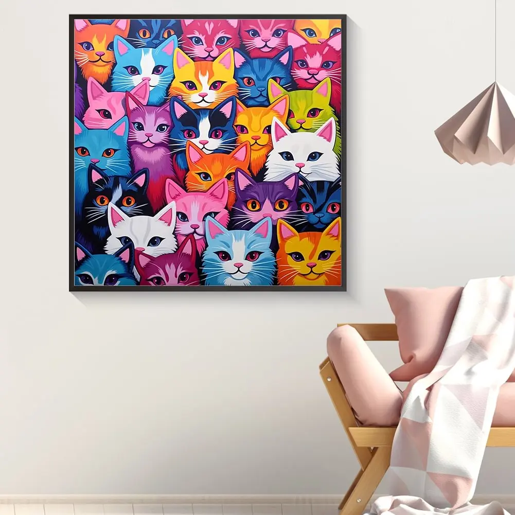 Diamond Painting Family Colorful Baby Cat Fairy Dust Diamond Dot Art Crystal Resin Mosaic Painting Kit AB Drill Cross Stitch Set
