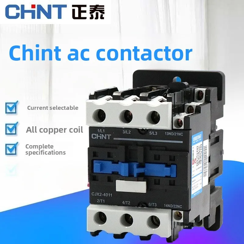 Chint CJX2 AC Contactor 4011/5011 220V/380V 3-Phase 1NO1NC Shock-Proof for Heavy-Duty Motor