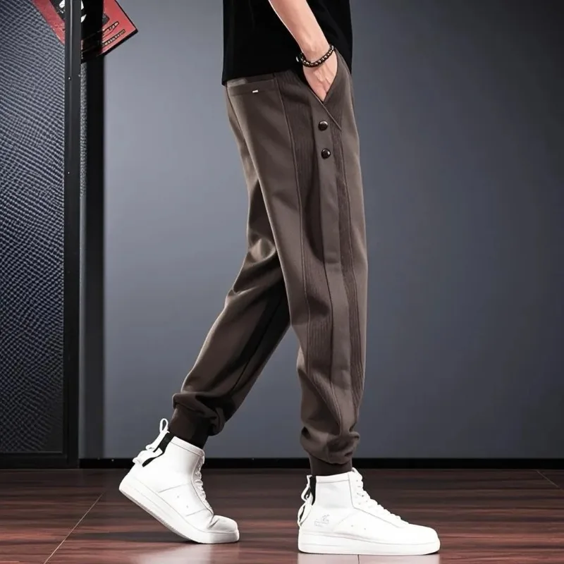 

American Casual Trousers for Men with Ankle-tied Harem Loose Splicing Versatile Workwear Fashionable Trousers