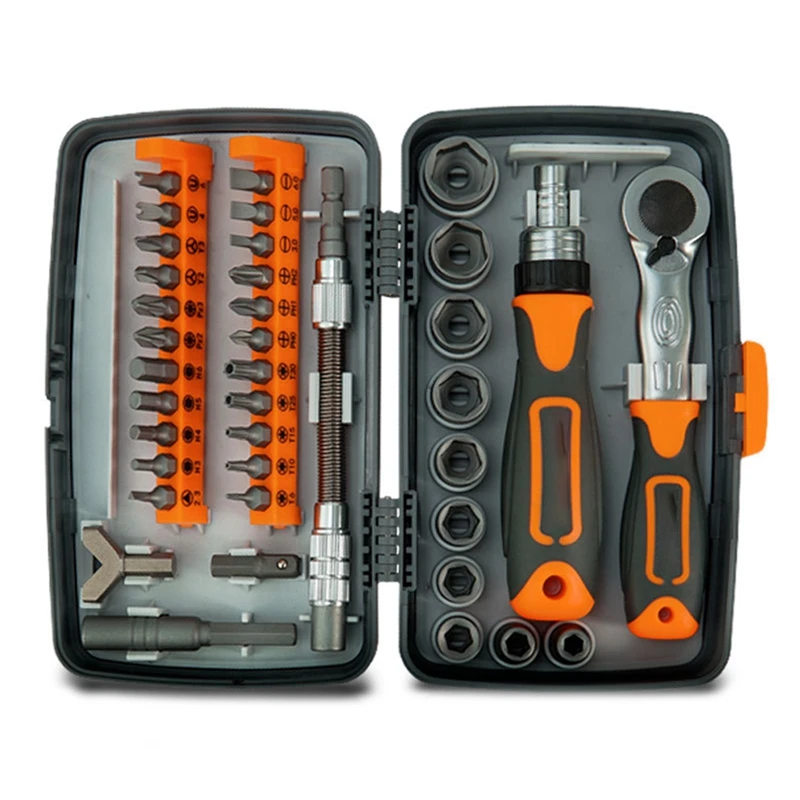 1Set 38 In 1 Labor-Saving Ratchet Multi-Purpose Screwdriver Set Screwdriver Bit Set Metal