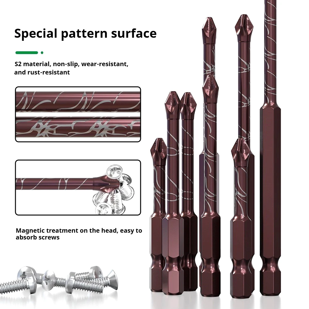 3pcs S2 Anti-skid Screw Batch Special Surface Treatment Wear-resistant Batch Screw Anti-skid Hexagonal Bit Set Screwdriver Bit
