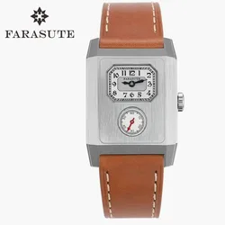 FARASUTE 2024 Original Series Square Men's Automatic Mechanical Watch Small Second Hand Silver Dial Pilot Mechanical Men's Watch