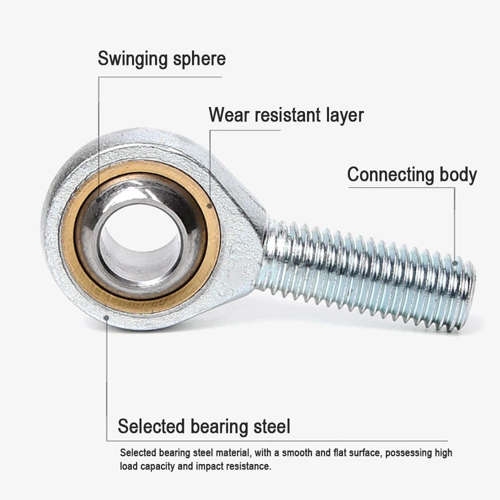 1PCS M4 M5 M6 M8 M10 M12 M14 M16 M20 Male Ball Bearing Fish Eye Rod End Joint Bearing Thread Auto Damper Oscillating Bearing