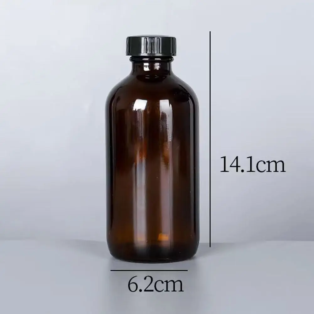 2Pcs 240ml Amber Glass Bottles Portable 8oz Boston Round Bottles Refillable Bottle Liquid