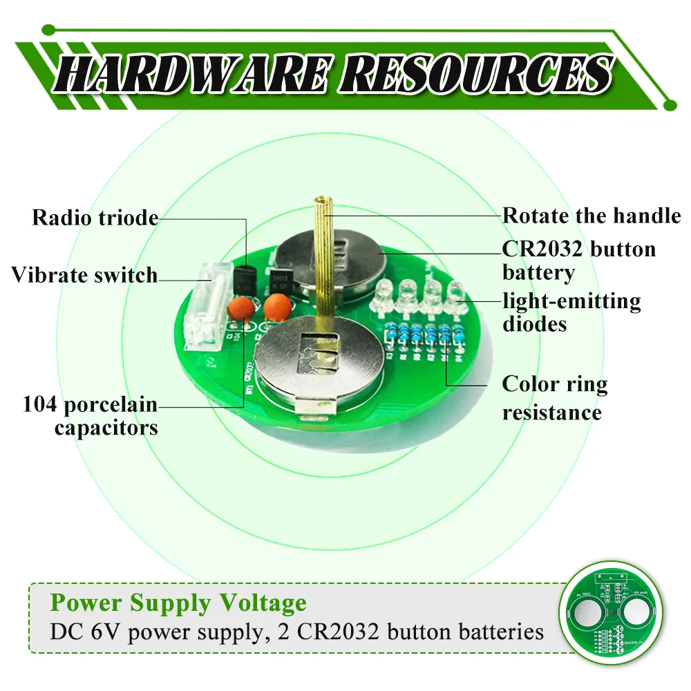 LED Desktop Gyroskop DIY Elektronische Kit Triode Vibration Schalter DC6V Powered CR2032 Batterie PCB Löten Praxis Kit