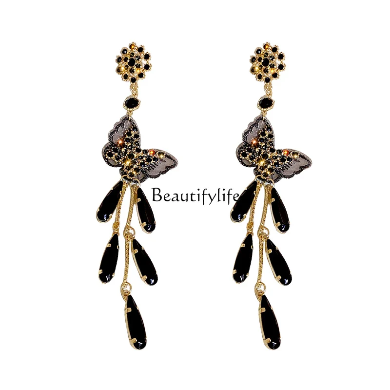 

Delicate bow tassel earrings temperament advanced atmosphere new trendy popular earrings women