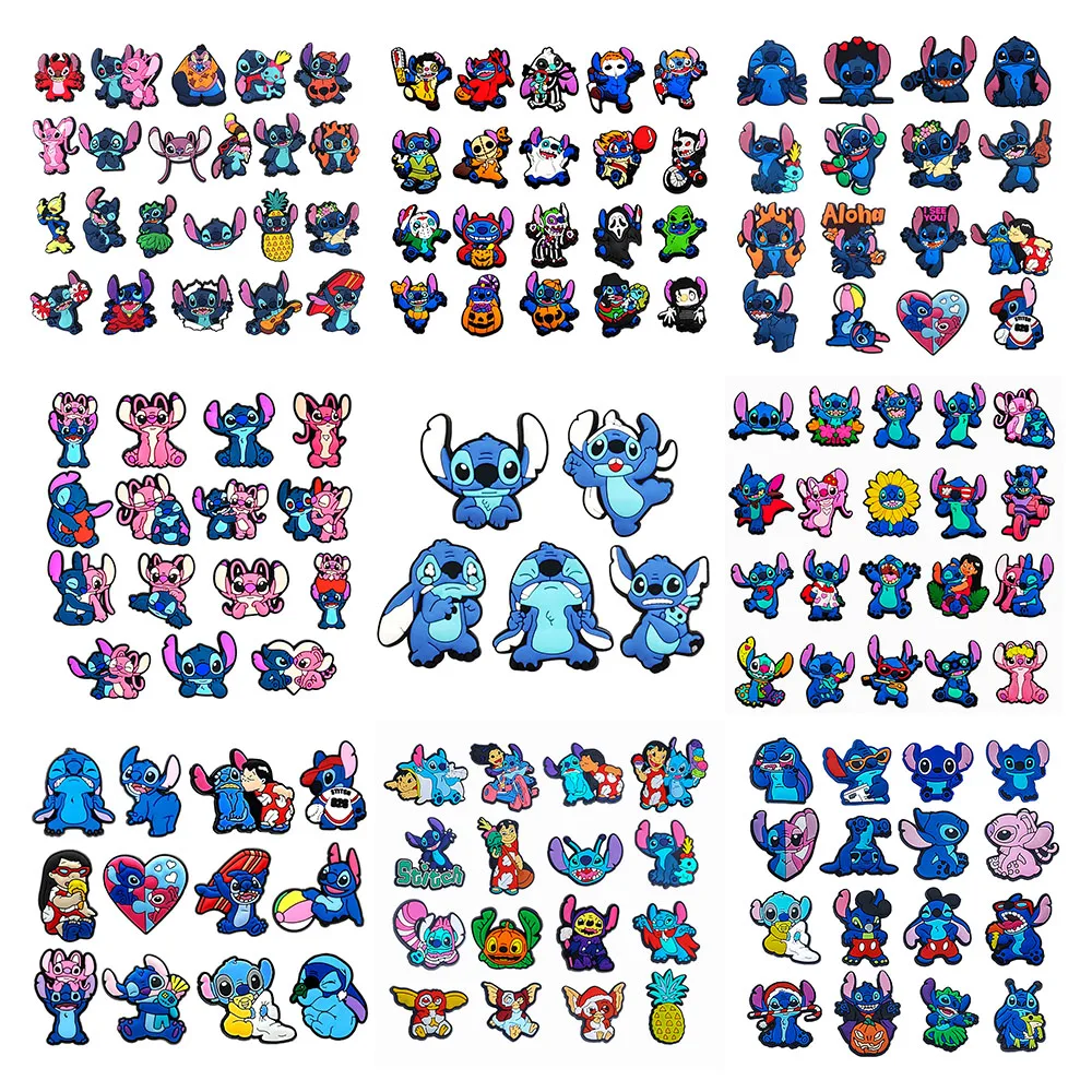 Hottoys 5-22Pcs Lilo&Stitch Shoe Decorations Accessories Charms For Clogs Bogg Bag Bubble Slides Sandals, Gift Idea for Birthday