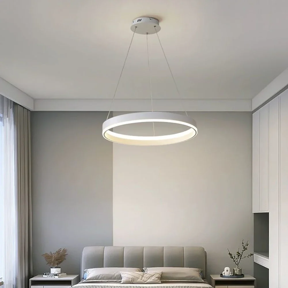 Nordic LED Pendant Light White Home Decorative Ceiling Hanging Lamp Living Room Dining Table Bedroom Study Minimalism Chandelier