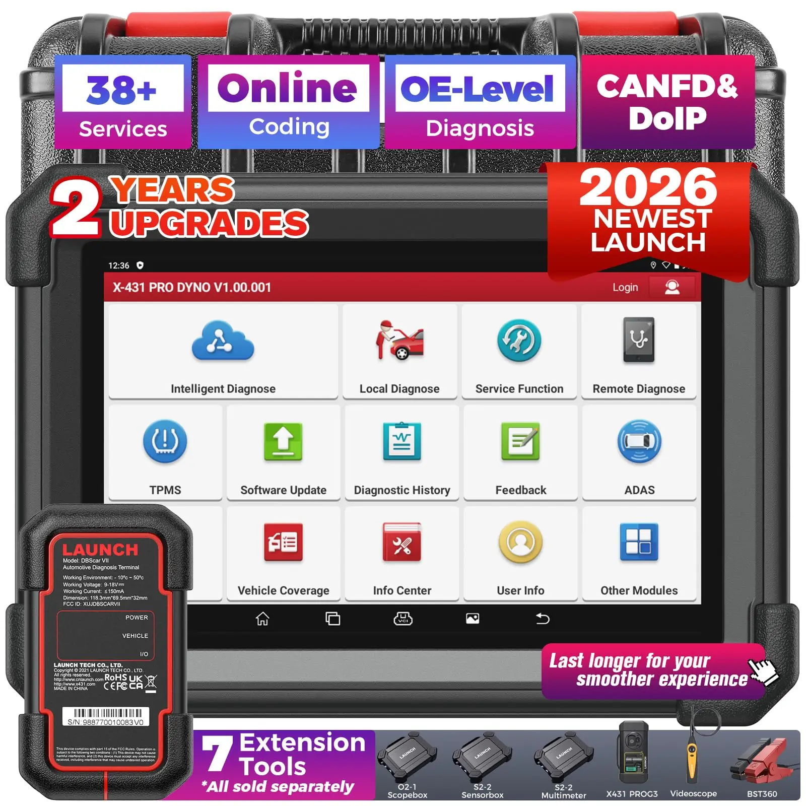 

LAUNCH X431 PRO Dyno Bi-Directional Scan Tool, ECU Coding, 38+ Services, All System Diagnostic Scanner, CAN-FD/DoIP, FCA AutoAuth, 2-Year Free Updates