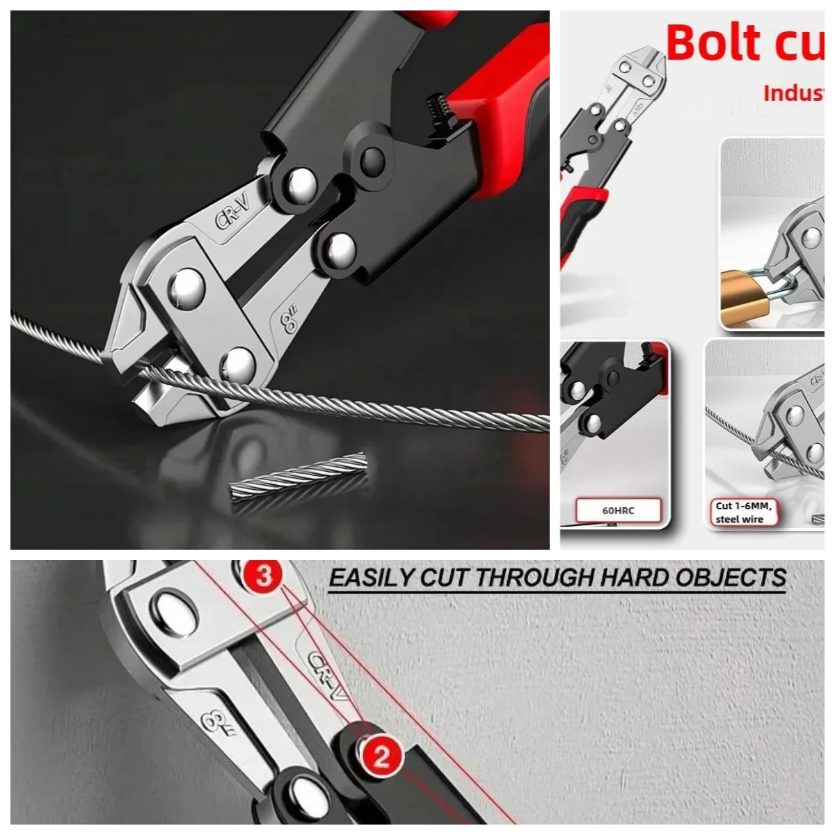 Mini Bolt Cutter, Made Of Chrome-Vanadium Alloy Steel, Fast And Sharp, Labor-Saving Operation, Used To Cut Wire, Bar Steel,