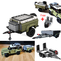 Customed Technical MOC Trailer Truck Container Offroad Trailer for Defender 42110 Building Blocks Model DIY Bricks Toy Gift