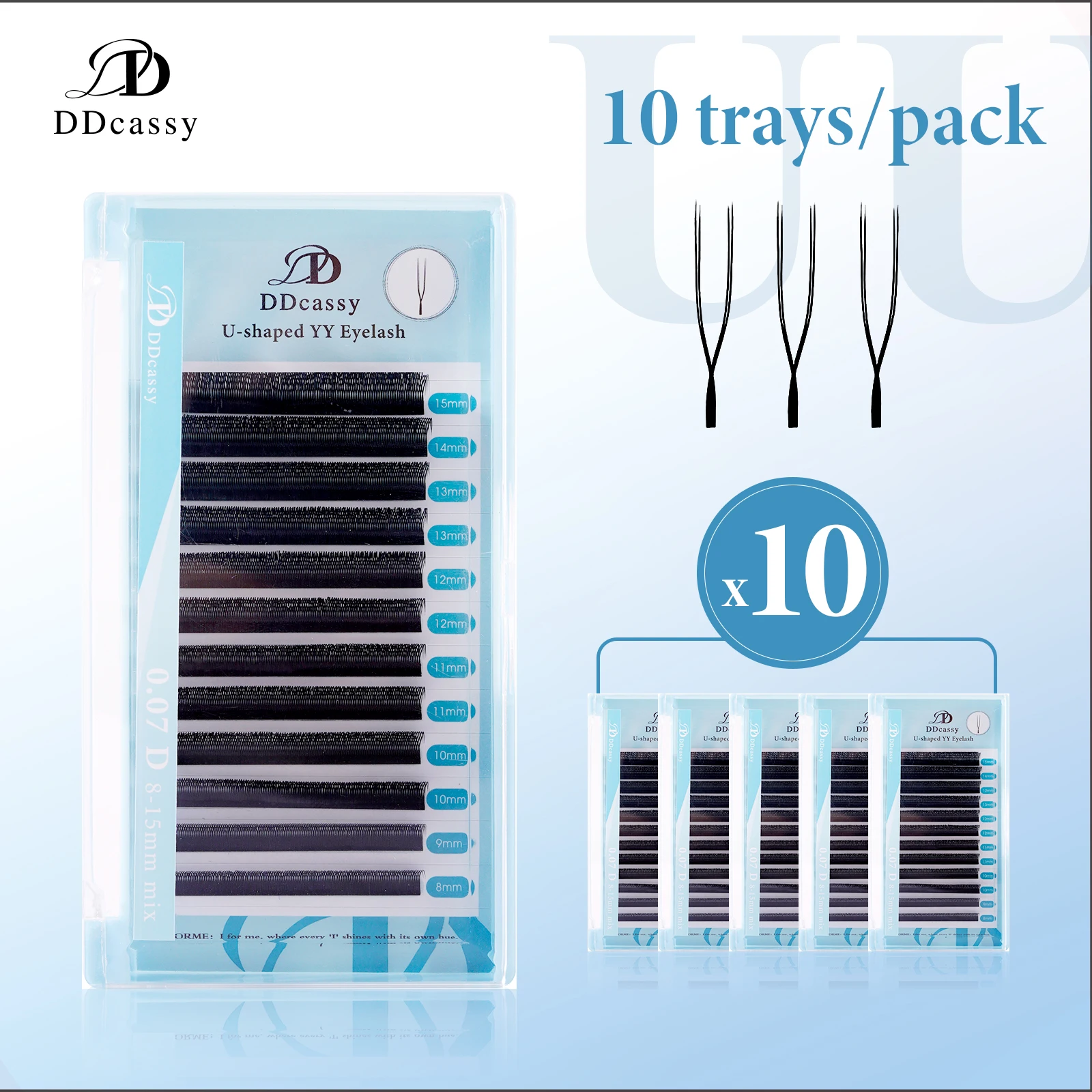 

10 cases Wholesale Bulk Premium Quality U Shape YY 2D UU nagaraku Soft Light Natural Eyelash Parallel Makeup