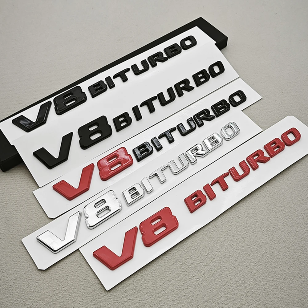 3D ABS Chrome Logo V8 BITURBO Emblem Car Fender Side Badge Decal For Mercedes Benz AMG C63S C63 E63 G63 G500 Sticker Accessories - view 2