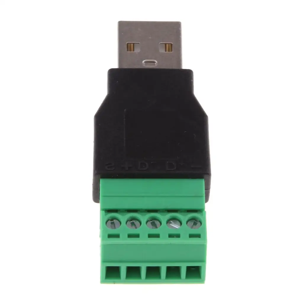 USB 2.0 Type A to 5 Pin Screw with Terminal Plug Adapter Connector