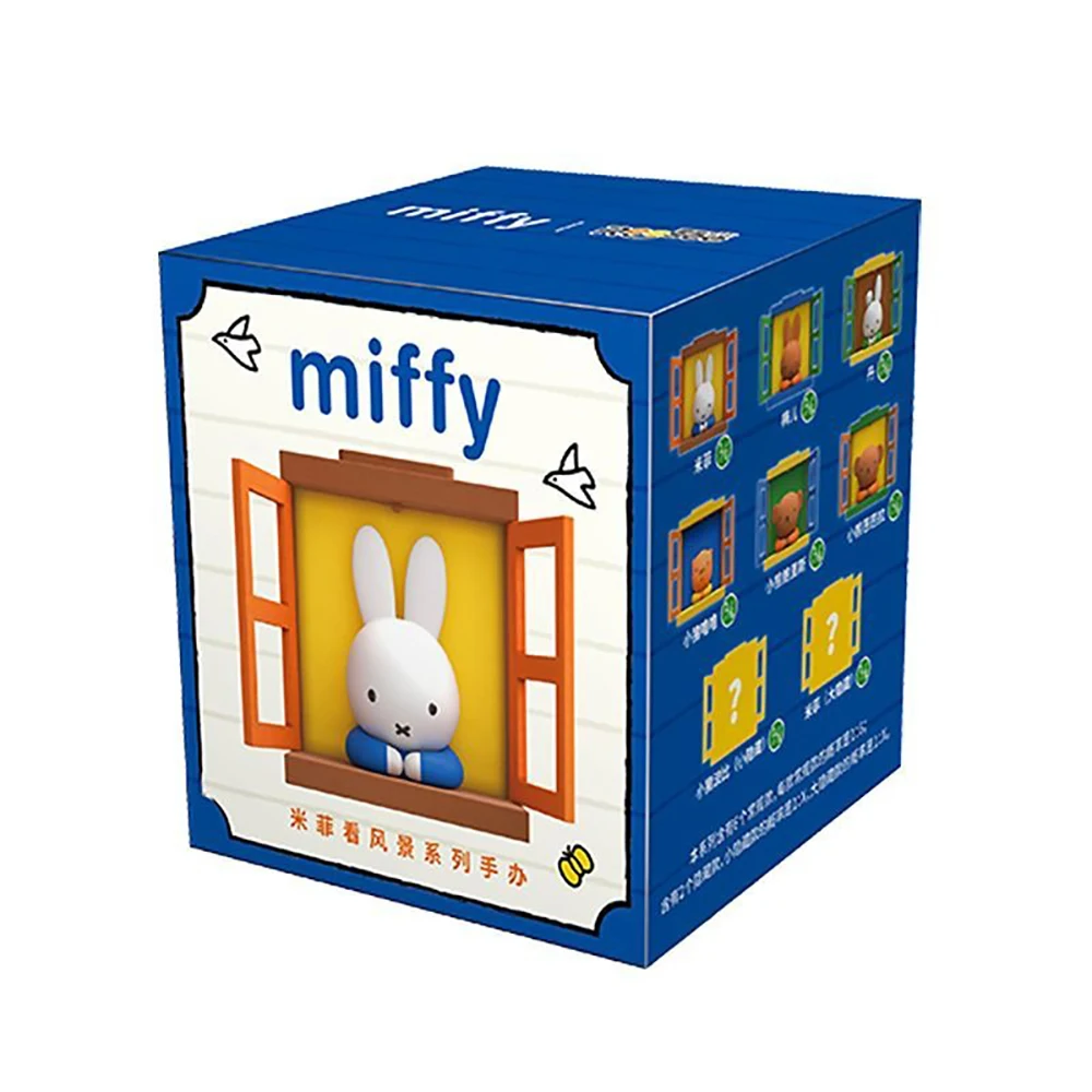 Caja ciega Kawaii Miffy, pegatina magnética para refrigerador, ventana apilable, figura desmontable para decoración del hogar, regalo coleccionable para niña