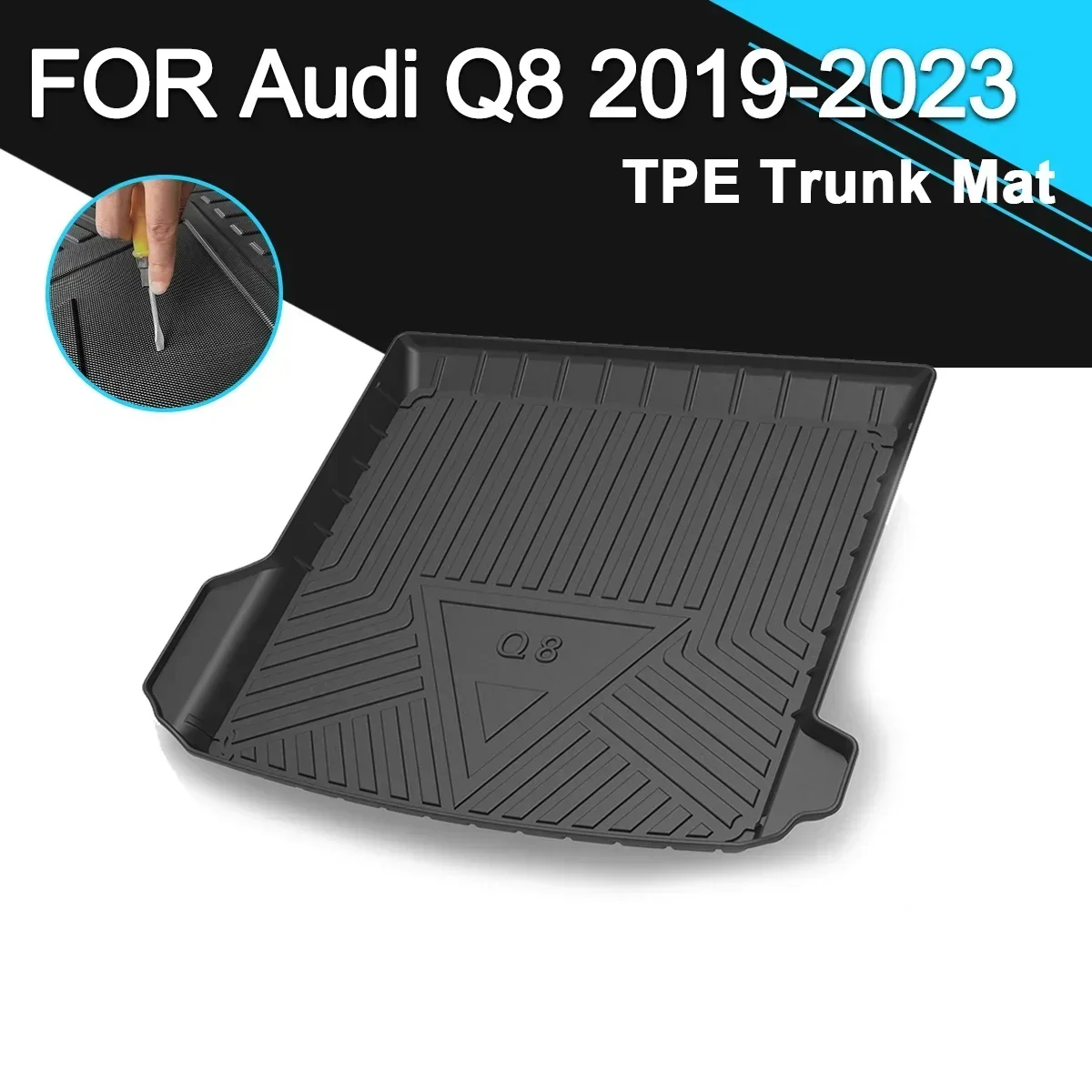 

Car Rear Trunk Cover Mat Waterproof Non-Slip TPE Rubber Cargo Liner Auto Accessories For Audi Q8 2019-2023