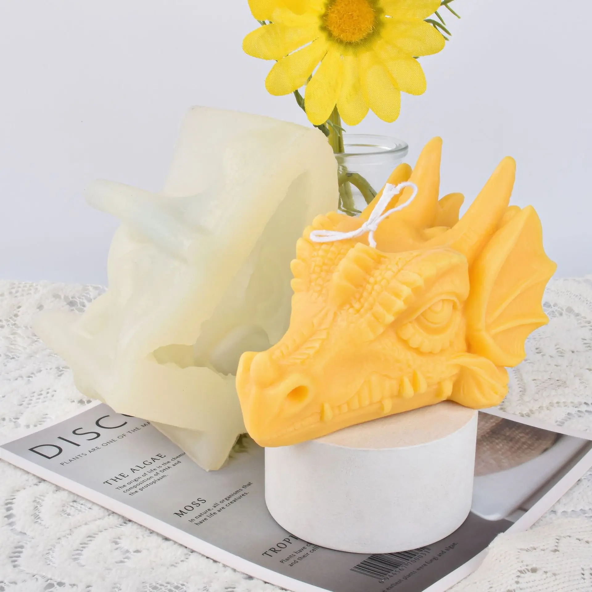 Giant Dragon Head Candle Silicone Mold for Handmade Chocolate Decoration Gypsum Aromatherapy Soap Resin Candle Silicone Mould