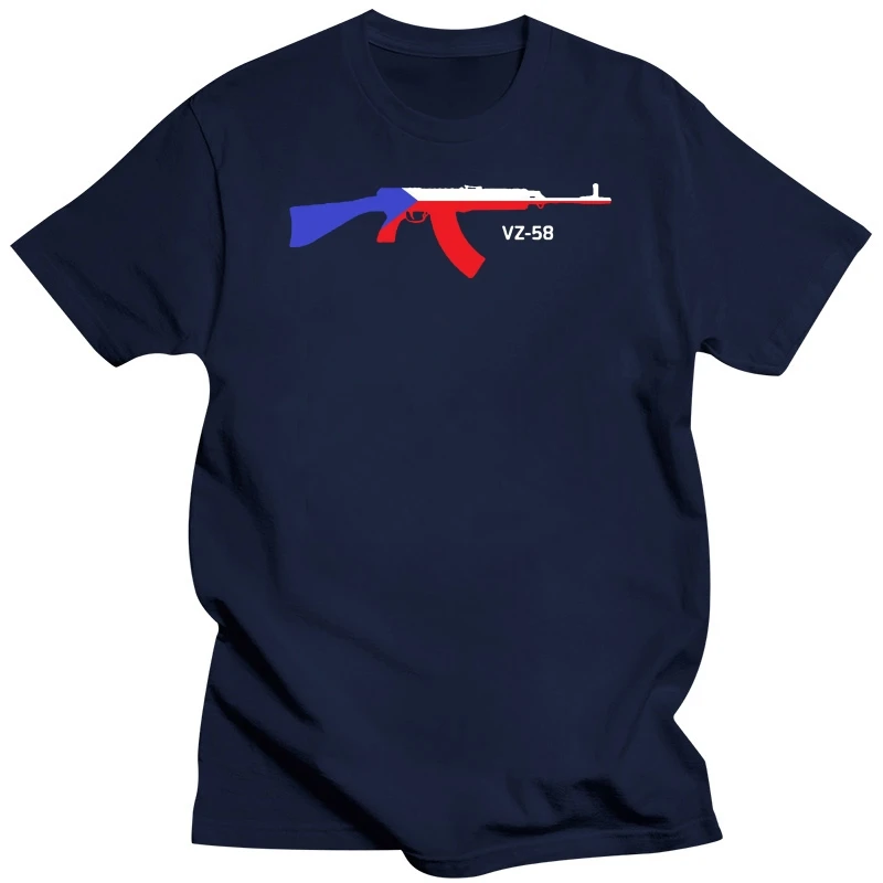 T Shirt Novelty Cool Tops MenS Short Sleeve Tshirt Vz 58 Rifle With Overlayed Czech Republic Flag 033772