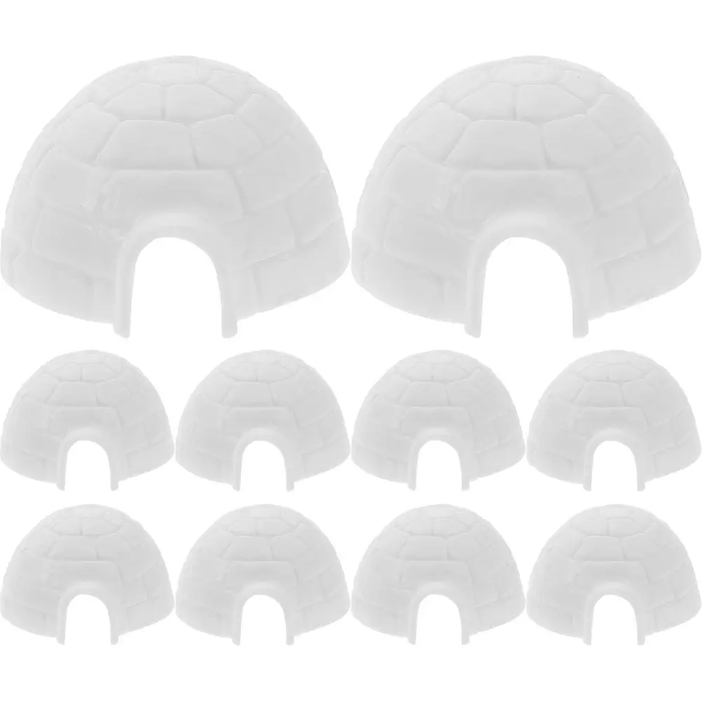 

10Pcs Igloo Animal Decoration Plastic Desktop Decor Cute Mini Igloo Ornaments for Home Garden Tabletop Landscape