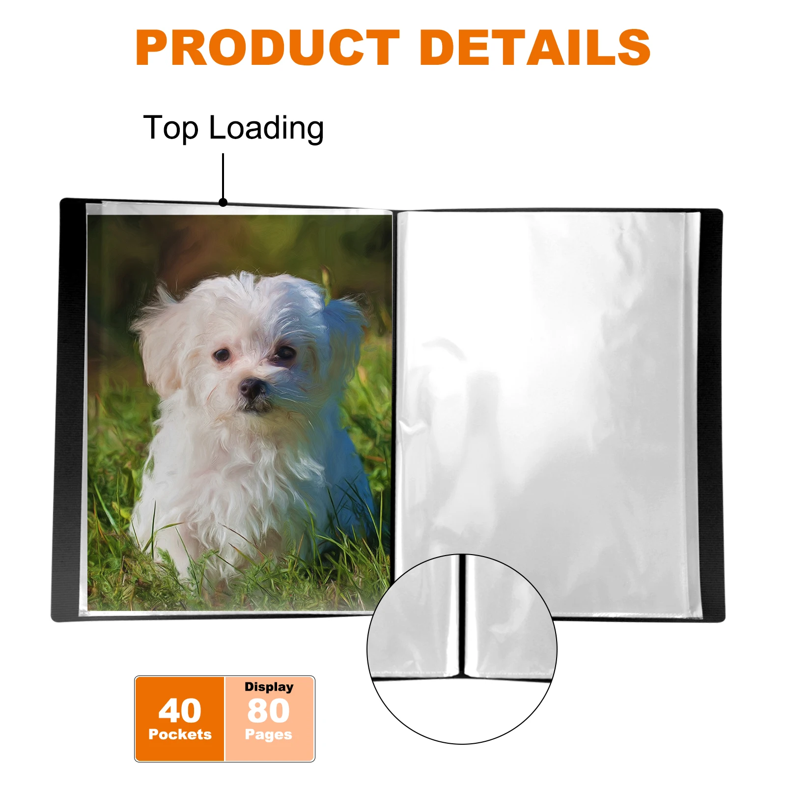 A4 Display Book 40-Pocket Art Portfolio Folder Displays 80-Page Artwork Photo Document Certificates