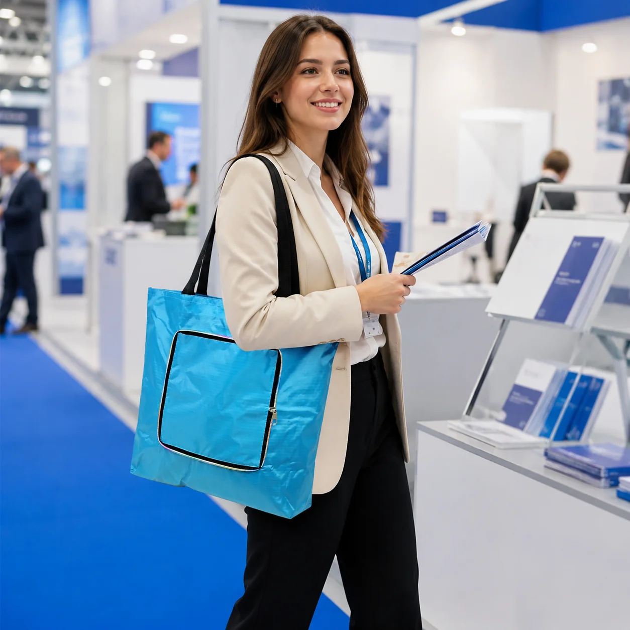 Custom Logo Tote Bag 10PCS Foldable Large Capacity PVC Reusable Grocery Bag Add Brand Company Logo Text Bag Advertise Promotion
