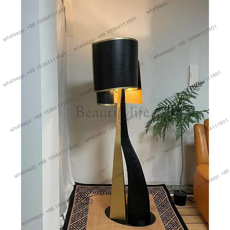Postmodern retro handmade leather floor customization medieval Italian minimalist black