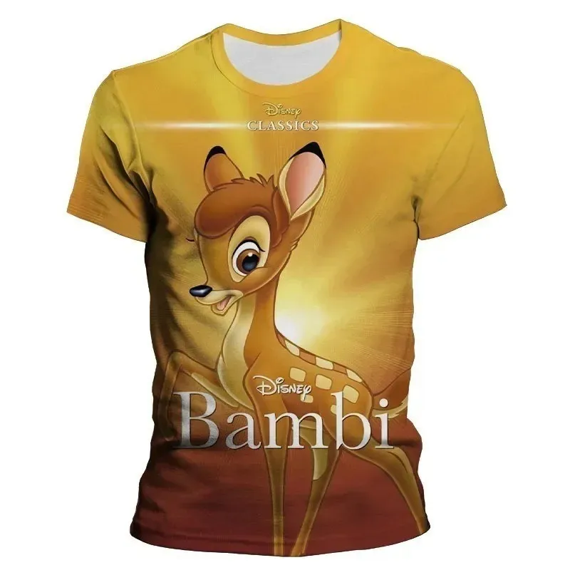 T-shirt unisexe imprimé en 3D pour enfants, film de dessin animé classique, faon Bambi, garçons, filles, vêtements de rue, t-shi