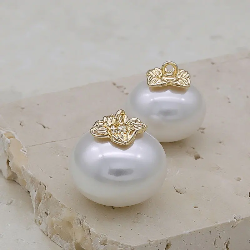 Kreative kürbisförmige Metallknöpfe mit Schäkelverschluss und Perlenimitat-Finish für DIY-Näharbeiten, Mäntel, Strickjacken, Bastelbedarf, 10 Stück – Detail 1