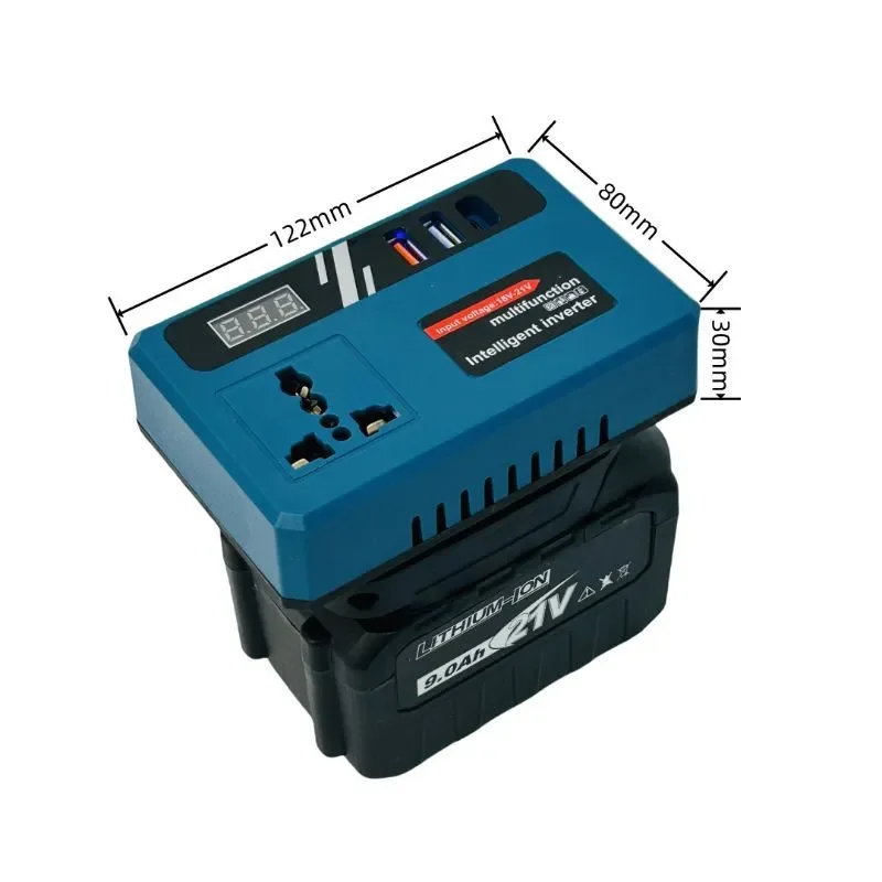 

Инвертор аккумулятора Power Bank, уличный мобильный источник питания, универсальный интеллектуальный трансформатор от 21 В до 220 В для DeWalt/Milwaukee для Makita