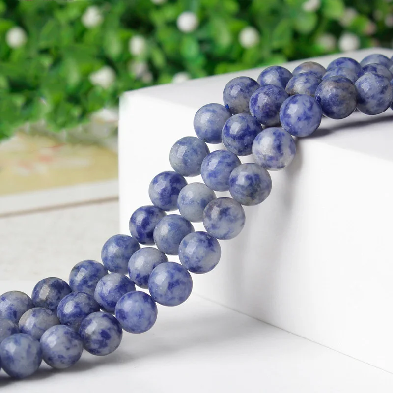 1 Strang 35cm Natürlicher Sodalit-Stein Blaue Flecken Runde 4mm 6mm 8mm 10mm 12mm Perlen für Schmuckherstellung DIY Armband Zubehör – Detail 1