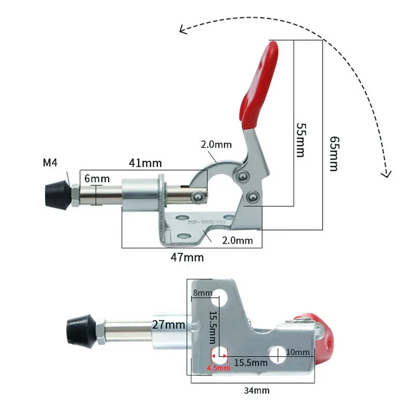 1Pc GH-301-AM Quick Release Toggle Clamp Push-pull Type Clamp Fixing Holder Workbench Positioning Fixture Woodworking Tools