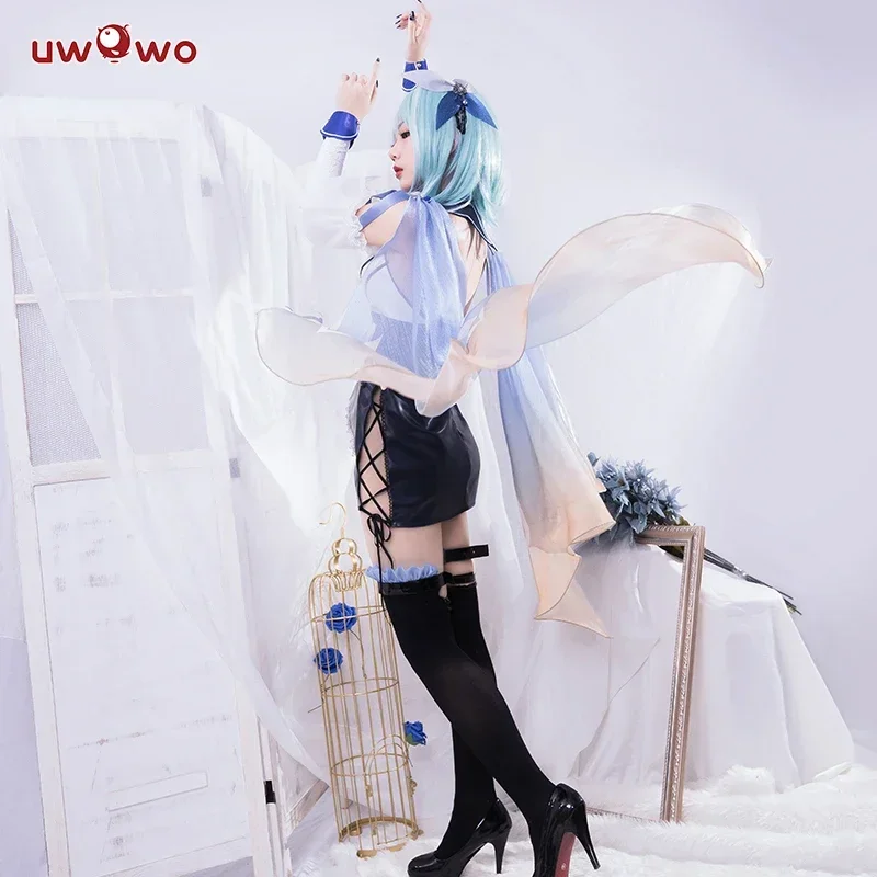 الدفعة الأخيرة UWOWO Eula فستان الخادمة التأثيري لعبة Genshin Impact Cosplay Maid Ver. أزياء إيولا للهالوين كرنفال الزي