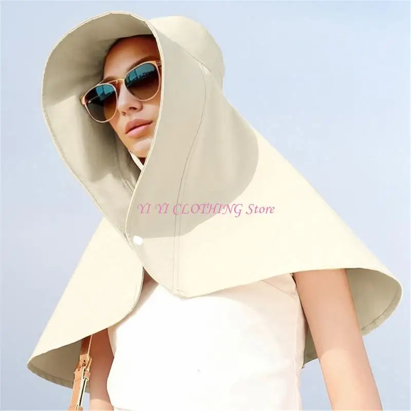N5KF Women Coverage Coverage Sun Hat with Sun Protections Shield Shield Shawr Hat لنشاط في الهواء الطلق وارتداء إجازة الشاطئ #1