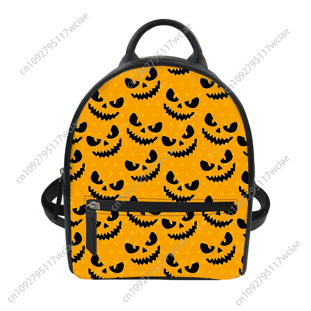Halloween Pumpkin Clown Custom Backpack Purse Women Carter Schoolbags Double Shoulder Bag Mini Daypack Leather Travel Bag