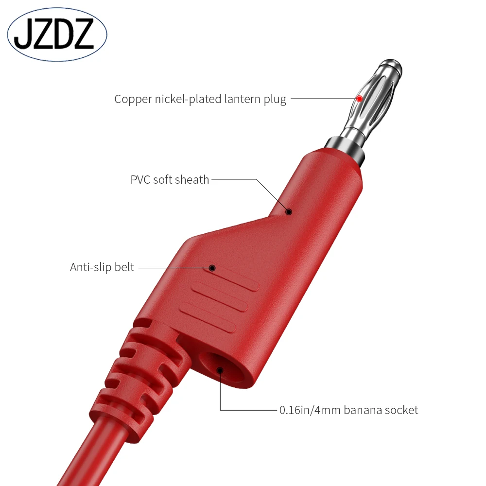 Imagem -05 - Jzdz-banana Plug para Test Clip Hook Multímetro Test Leads Linha de Cabo Faça Você Mesmo Fio de Teste Elétrico mm 100cm 700542 Pcs