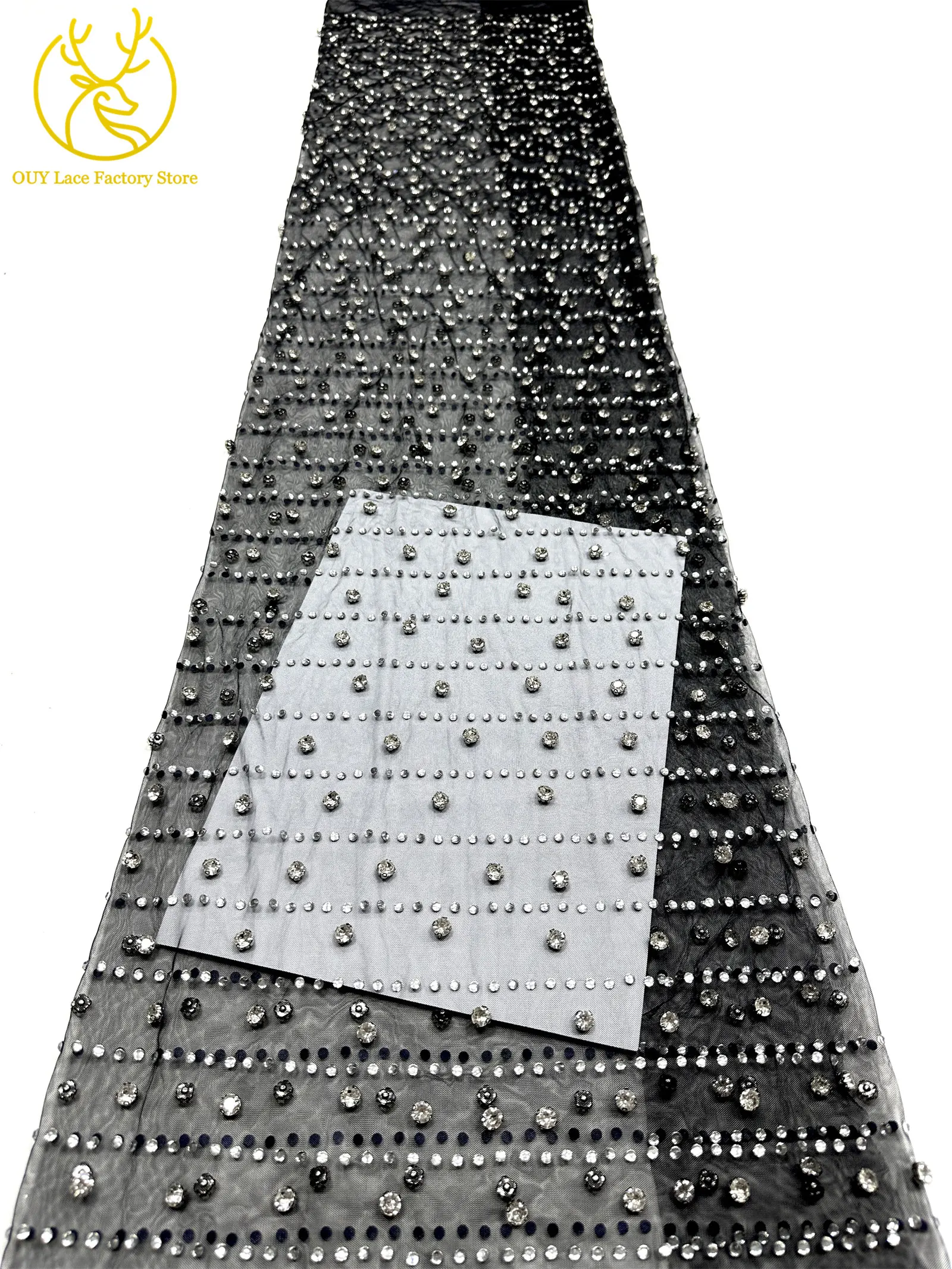 Grüner Neuer Stil Österreichischer Diamant-Tüll-Netzstoff 5 Yards Afrikanischer Spitzenstoff Bunter Strass-Netzstoff für Hochzeitskleider – Detail 23